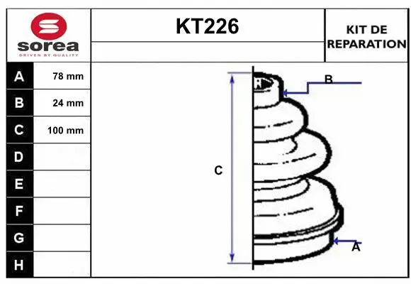 KT226 SERA Комплект пыльника, приводной вал (фото 1)
