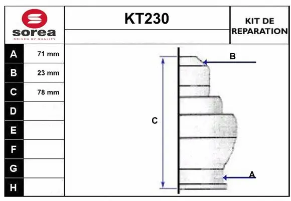 KT230 SERA Комплект пыльника, приводной вал (фото 1)