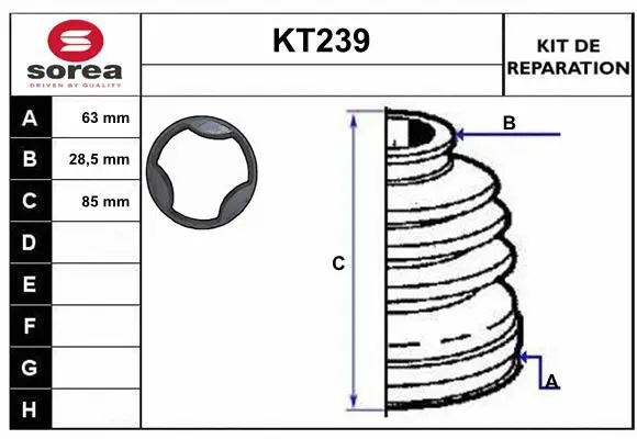 KT239 SERA Комплект пыльника, приводной вал (фото 1)