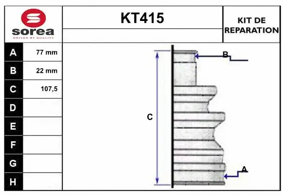 KT415 SERA Комплект пыльника, приводной вал (фото 1)