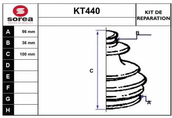 KT440 SERA Комплект пыльника, приводной вал (фото 1)