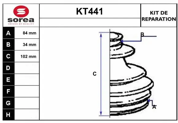 KT441 SERA Комплект пыльника, приводной вал (фото 1)