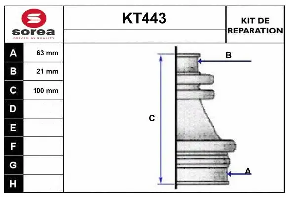KT443 SERA Комплект пыльника, приводной вал (фото 1)
