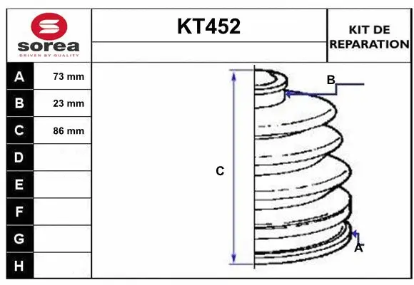 KT452 SERA Комплект пыльника, приводной вал (фото 1)