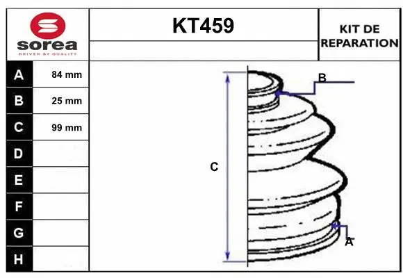 KT459 SERA Комплект пыльника, приводной вал (фото 1)
