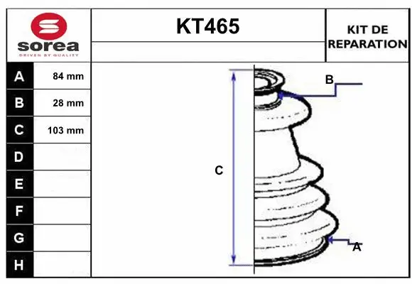 KT465 SERA Комплект пыльника, приводной вал (фото 1)