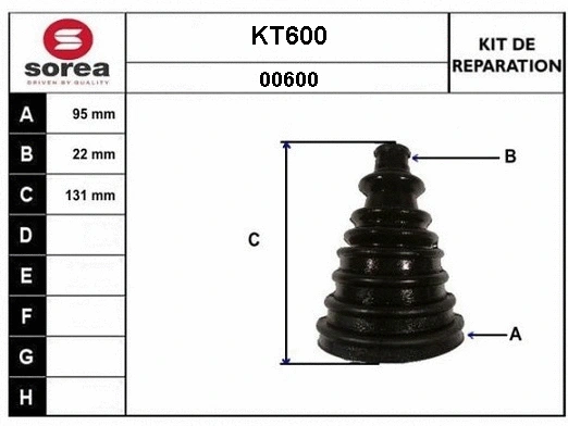 KT600 SERA Комплект пыльника, приводной вал (фото 1)