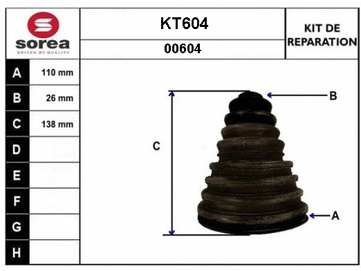KT604 SERA Комплект пыльника, приводной вал (фото 1)