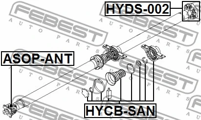 HYCB-SAN FEBEST Подшипник, промежуточный подшипник карданного вала (фото 2)