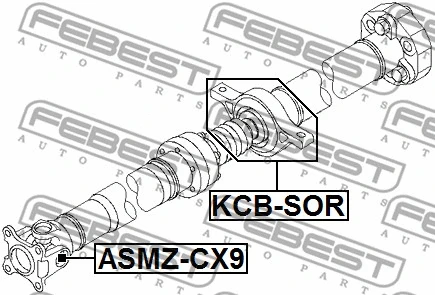 KCB-SOR FEBEST Подшипник, промежуточный подшипник карданного вала (фото 2)