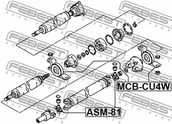 MCB-CU4W FEBEST Подшипник, промежуточный подшипник карданного вала (фото 2)