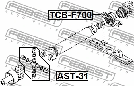 TCB-F700 FEBEST Подшипник, промежуточный подшипник карданного вала (фото 2)