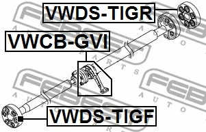 VWCB-GVI FEBEST Подшипник, промежуточный подшипник карданного вала (фото 2)