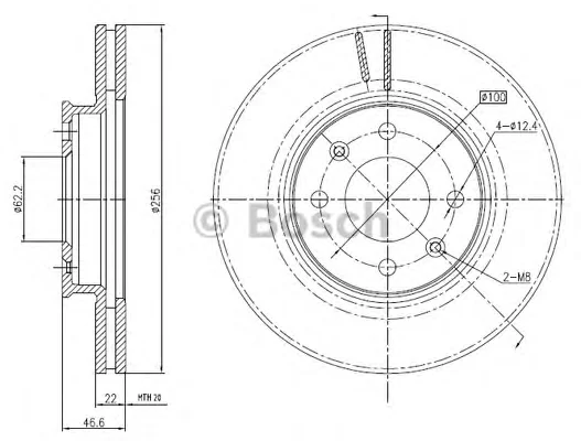 0 986 BB4 289 BOSCH Тормозной диск (фото 1)