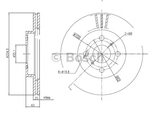 0 986 BB4 298 BOSCH Тормозной диск (фото 1)