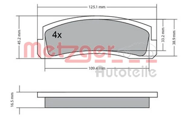 1170511 METZGER Комплект тормозных колодок, дисковый тормоз (фото 4)