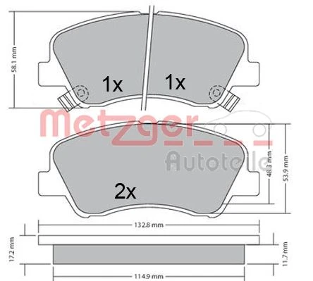 1170620 METZGER Комплект тормозных колодок, дисковый тормоз (фото 4)