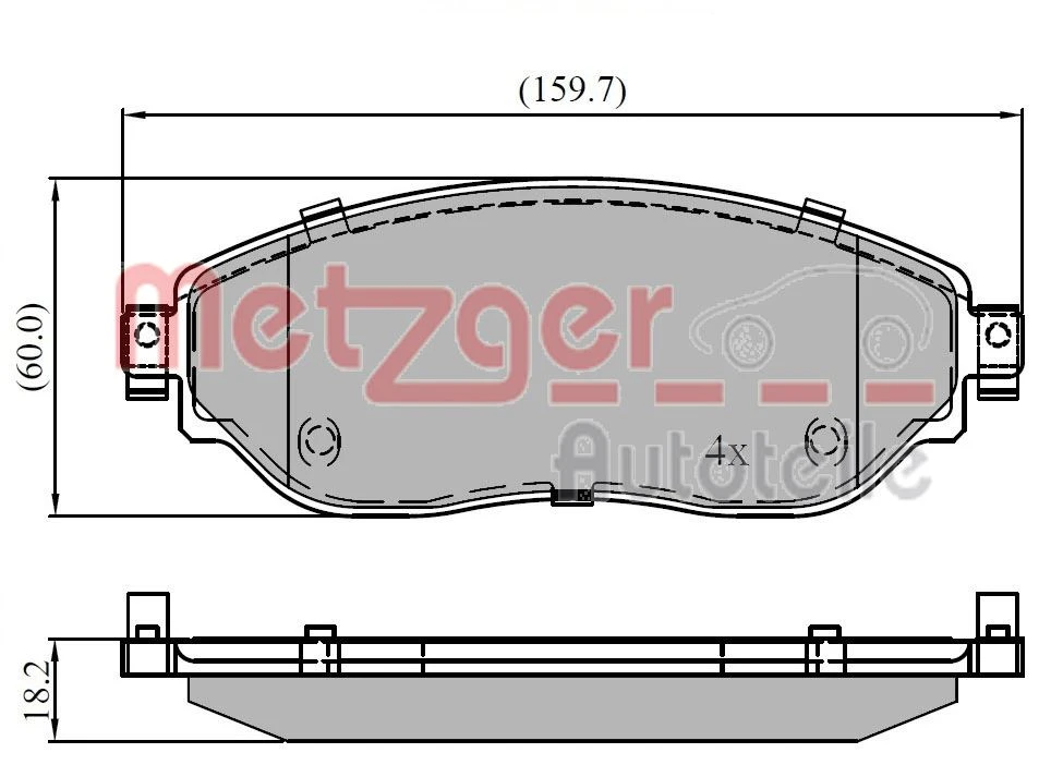 1170834 METZGER Комплект тормозных колодок, дисковый тормоз (фото 4)