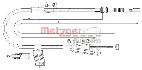 17.0124 METZGER Тросик, cтояночный тормоз (фото 3)