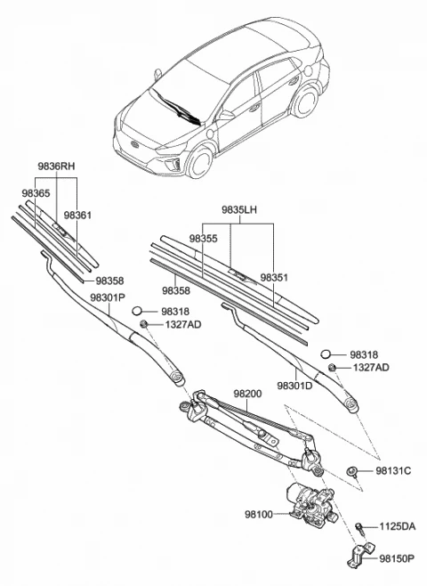 98360A9500 HYUNDAI/KIA/MOBIS Щетка стеклоочистителя mobis (фото 5)