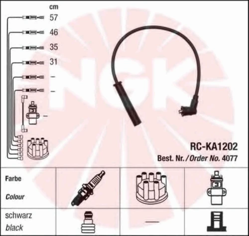 4077 NGK Комплект проводов зажигания (фото 2)
