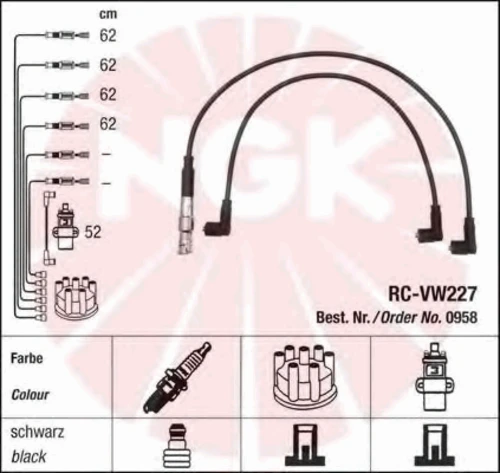 0958 NGK Комплект проводов зажигания (фото 3)