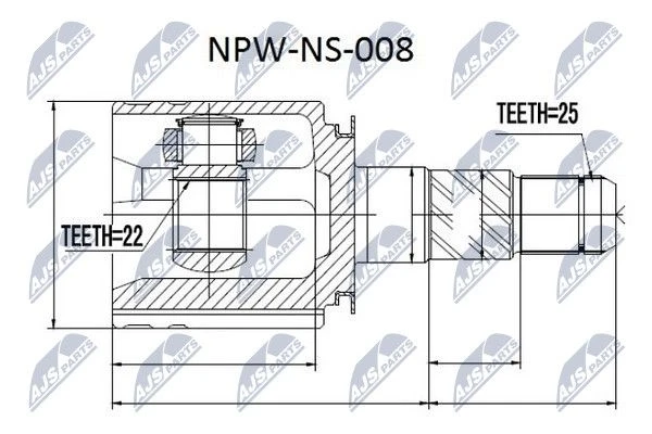 NPW-NS-008 NTY Шарнирный комплект, приводной вал (фото 3)