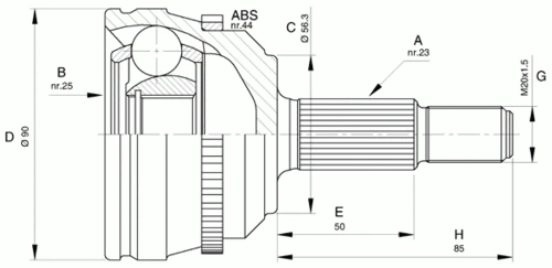 CVJ5441.10 OPEN PARTS Шарнирный комплект, приводной вал (фото 2)