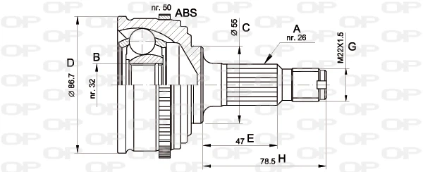 CVJ5050.10 OPEN PARTS Шарнирный комплект, приводной вал (фото 3)