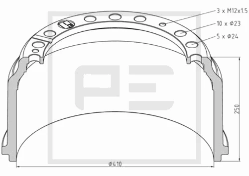 016.400-00A PE AUTOMOTIVE Тормозной барабан (фото 2)