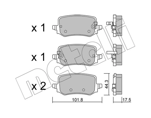 22-1301-0 METELLI Комплект тормозных колодок, дисковый тормоз (фото 1)
