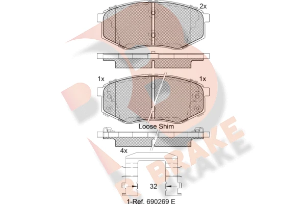 RB2094 R BRAKE Комплект тормозных колодок, дисковый тормоз (фото 2)