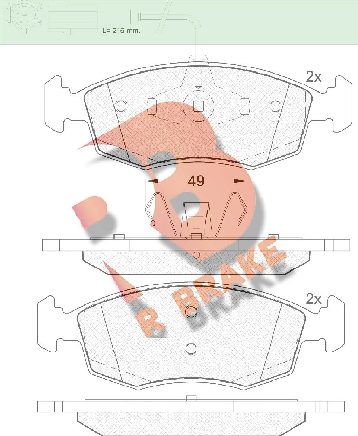 RB2033 R BRAKE Комплект тормозных колодок, дисковый тормоз (фото 2)