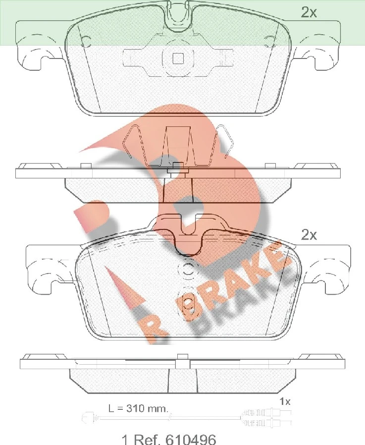 RB2021 R BRAKE Комплект тормозных колодок, дисковый тормоз (фото 2)