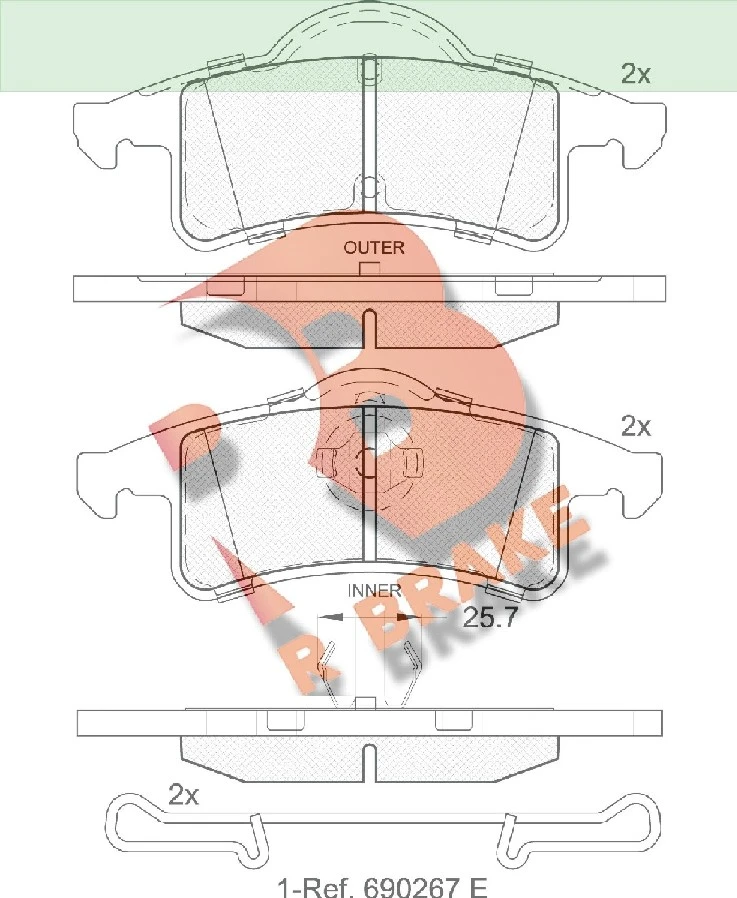 RB1399 R BRAKE Комплект тормозных колодок, дисковый тормоз (фото 2)