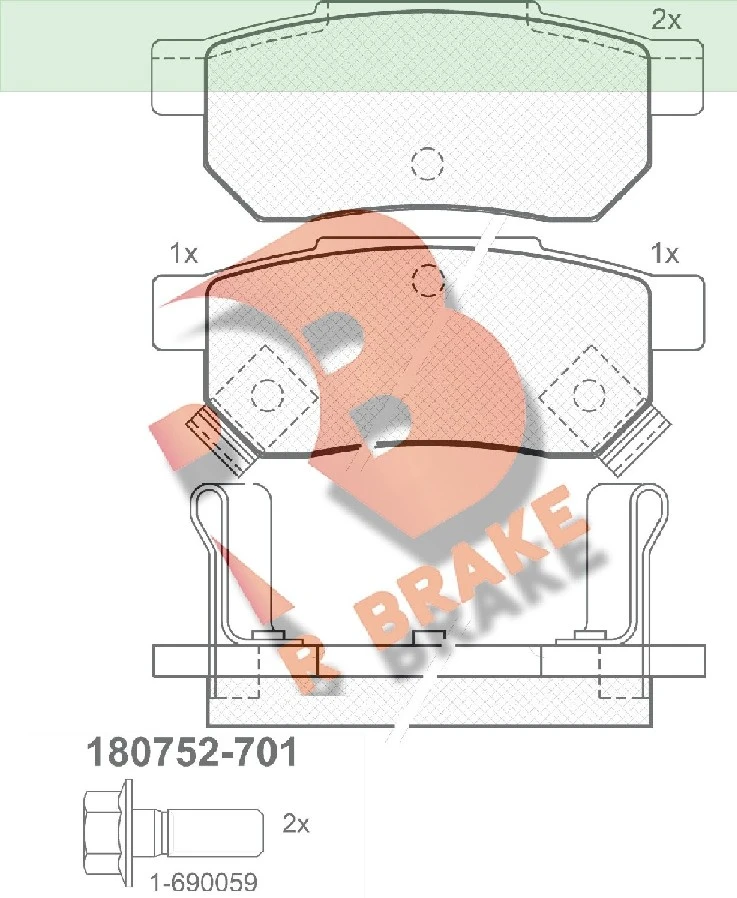 RB0752-701 R BRAKE Комплект тормозных колодок, дисковый тормоз (фото 2)