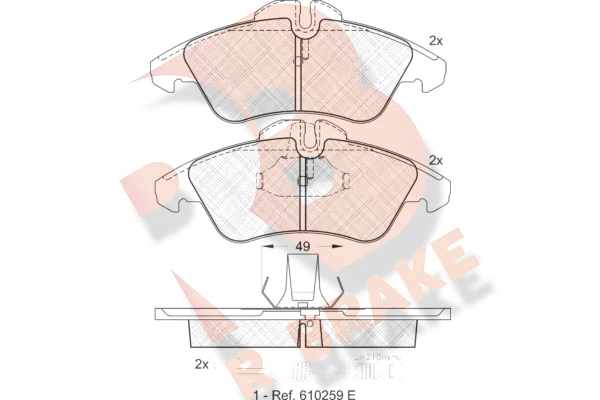 RB1104 R BRAKE Комплект тормозных колодок, дисковый тормоз (фото 1)