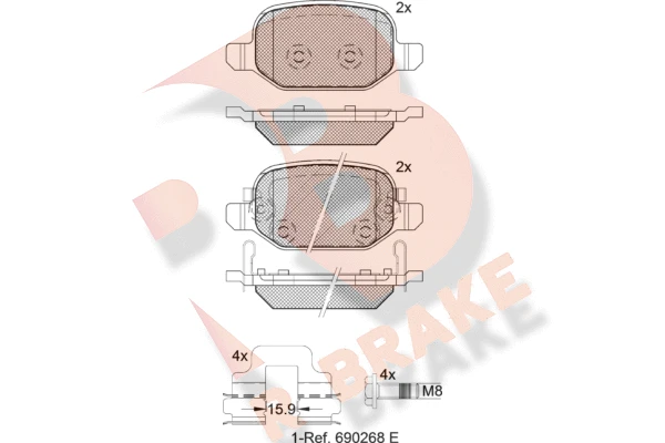 RB2127 R BRAKE Комплект тормозных колодок, дисковый тормоз (фото 2)