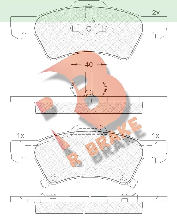 RB1544 R BRAKE Комплект тормозных колодок, дисковый тормоз (фото 2)