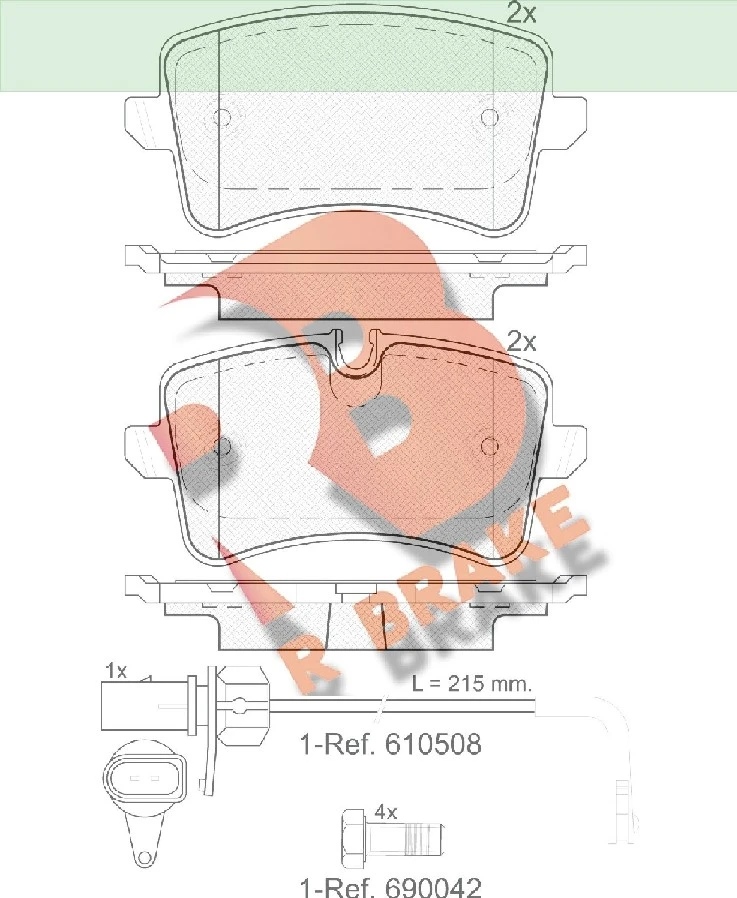 RB1986-203 R BRAKE Комплект тормозных колодок, дисковый тормоз (фото 2)