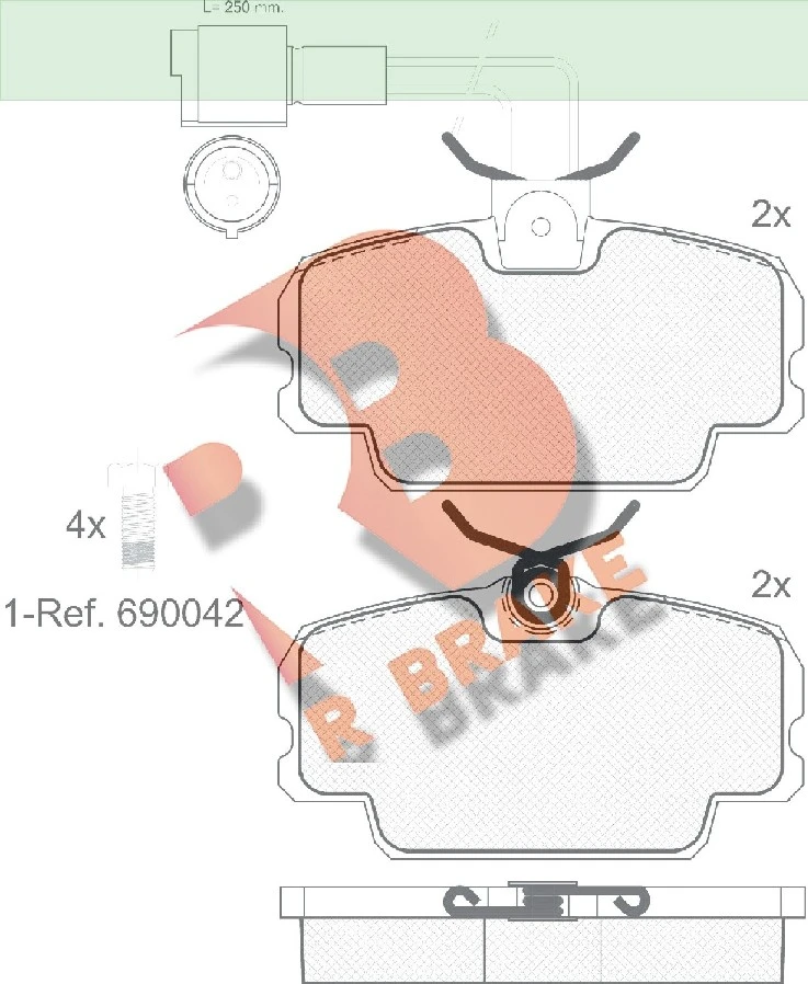 RB0419-006 R BRAKE Комплект тормозных колодок, дисковый тормоз (фото 2)