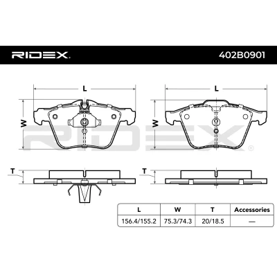 402B0901 RIDEX Комплект тормозных колодок, дисковый тормоз (фото 5)