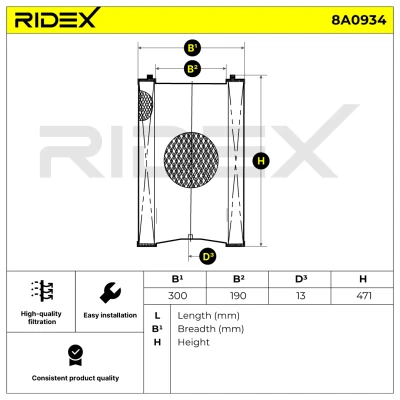8A0934 RIDEX Воздушный фильтр (фото 7)