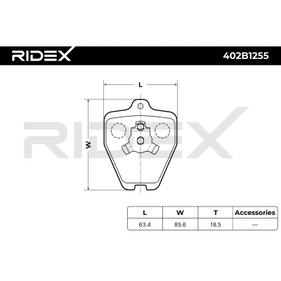 402B1255 RIDEX Комплект тормозных колодок, дисковый тормоз (фото 8)