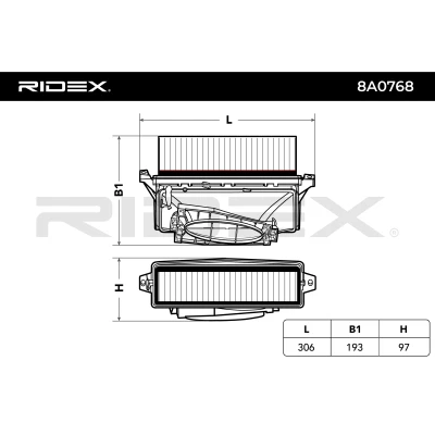 8A0768 RIDEX Воздушный фильтр (фото 4)