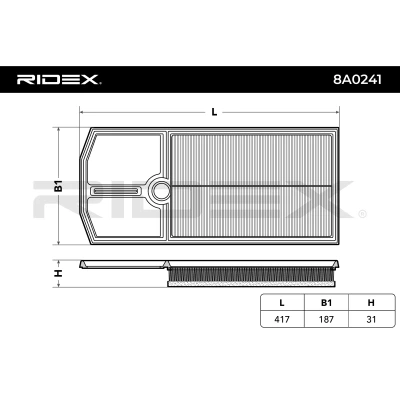 8A0241 RIDEX Воздушный фильтр (фото 3)