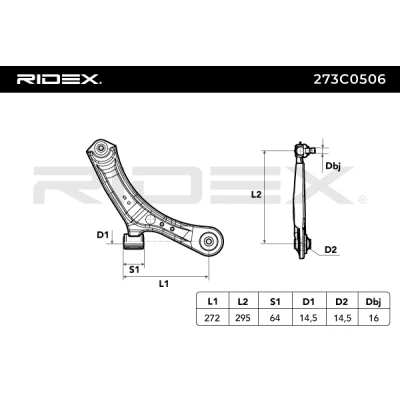 273C0506 RIDEX Рычаг независимой подвески колеса, подвеска колеса (фото 7)