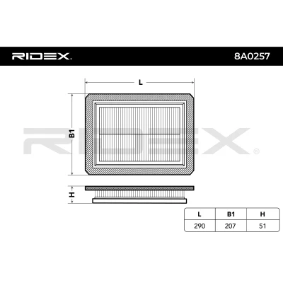 8A0257 RIDEX Воздушный фильтр (фото 3)