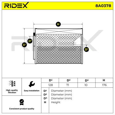 8A0378 RIDEX Воздушный фильтр (фото 5)