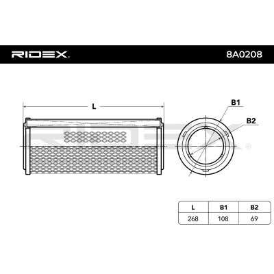 8A0208 RIDEX Воздушный фильтр (фото 8)